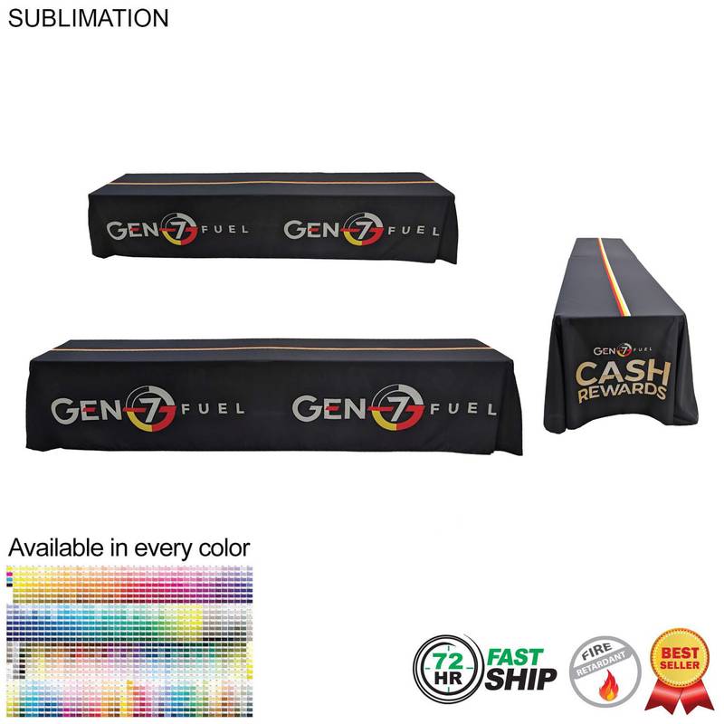 E354CC77EB7FE7FB4A7A3E3F5C8907F9 72 Hour Fast Ship - Sublimated Table Cloth for 12' table (or 2 x 6' tables combined), Closed back
