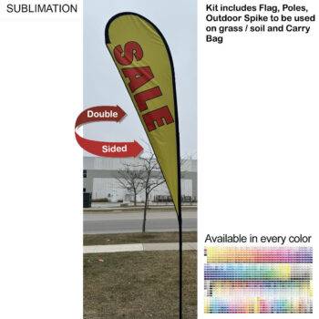 13.5-foot Large Tear-Drop Flag Kit 13.5' Large Tear Drop Flag Kit, Full Color Graphics Double Side, Outdoor Spike base and Bag Included