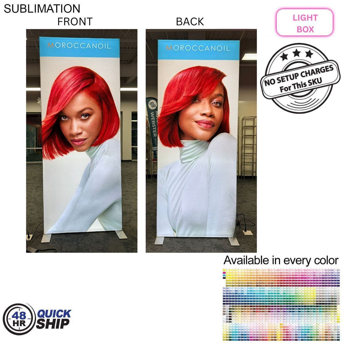 48Hr Quick Ship - Backlit LED Light Box SEG Floor Display Banner Kit, 40"W x 96"H, NO SETUP CHARGE